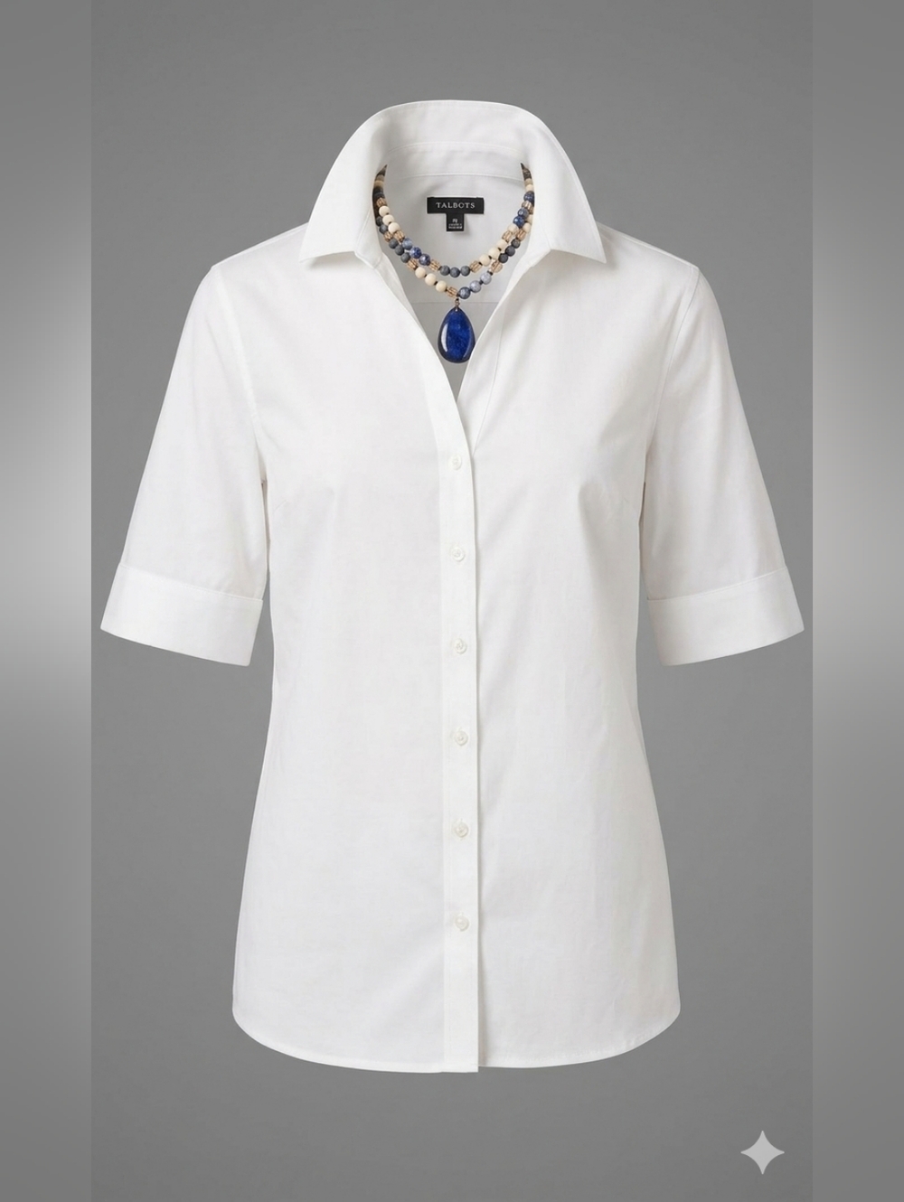 Talbots White Button-Down Short Sleeve Shirt